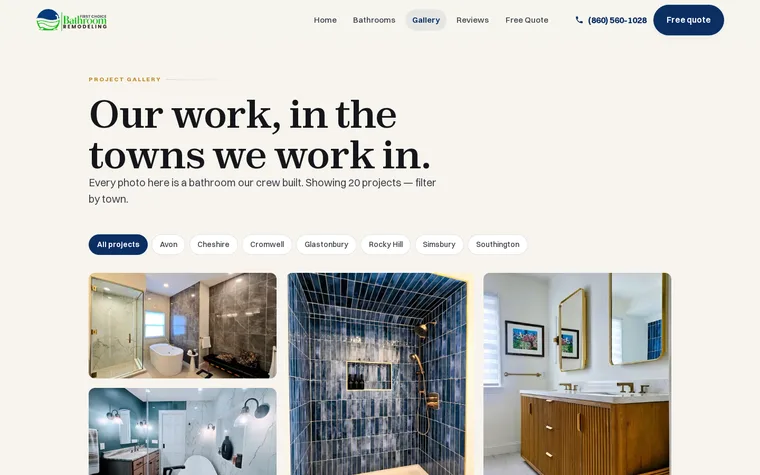 Homepage of a Connecticut bathroom remodeling site