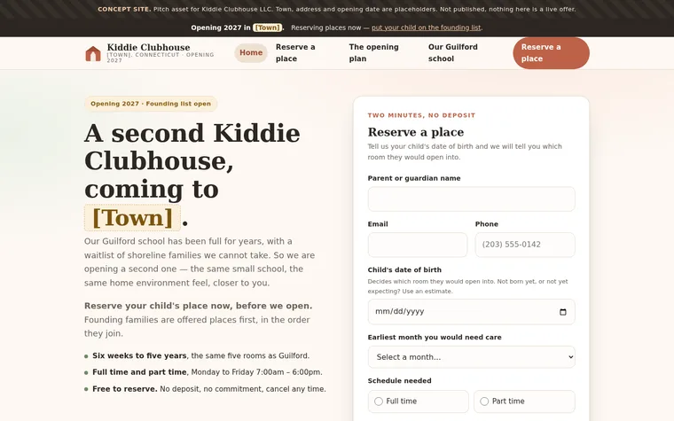 Homepage of a childcare centre expansion site